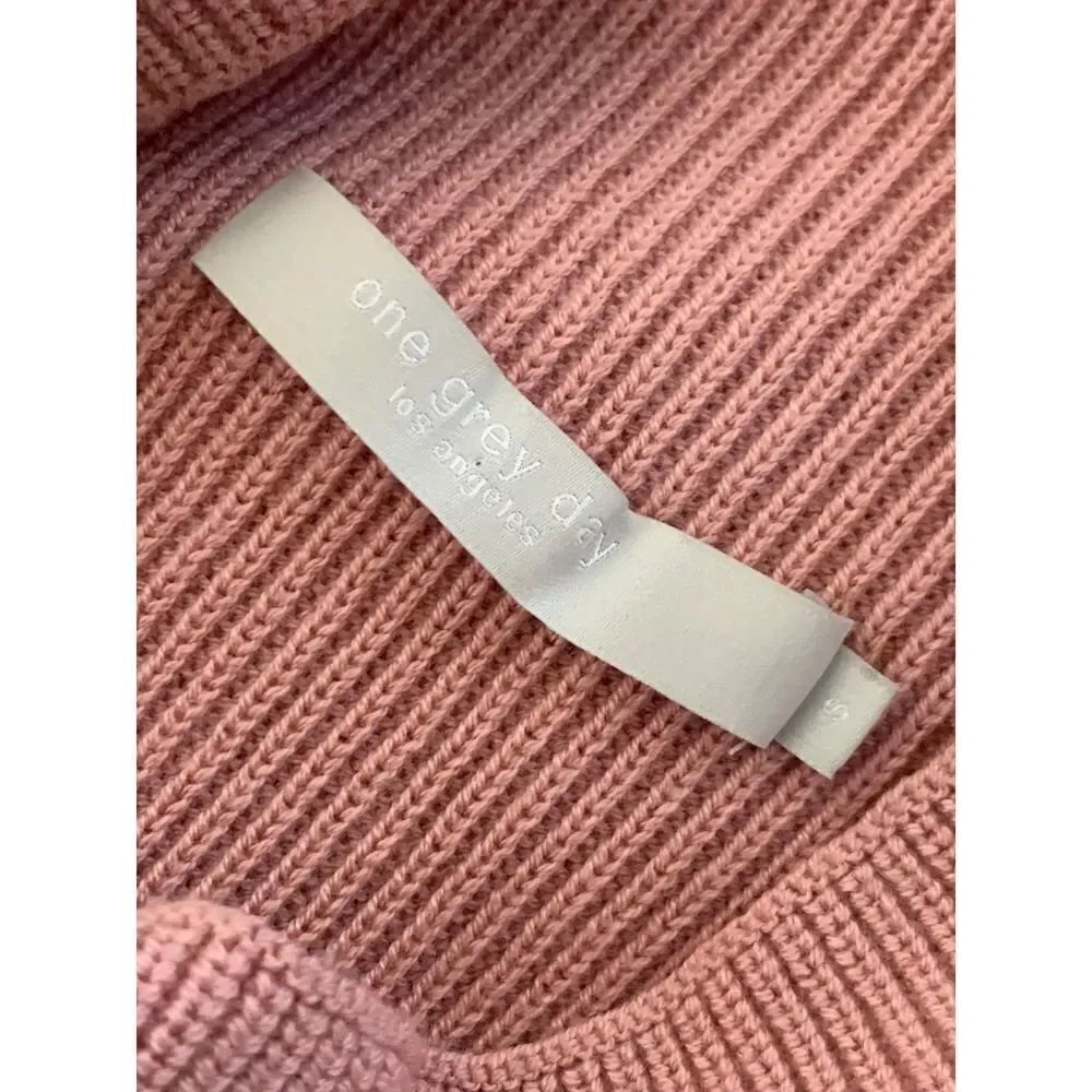 One Grey Day Pink Mock Neck Sleeveless Wool Blend Knit Sweater Tunic Size Small - Picture 9 of 12